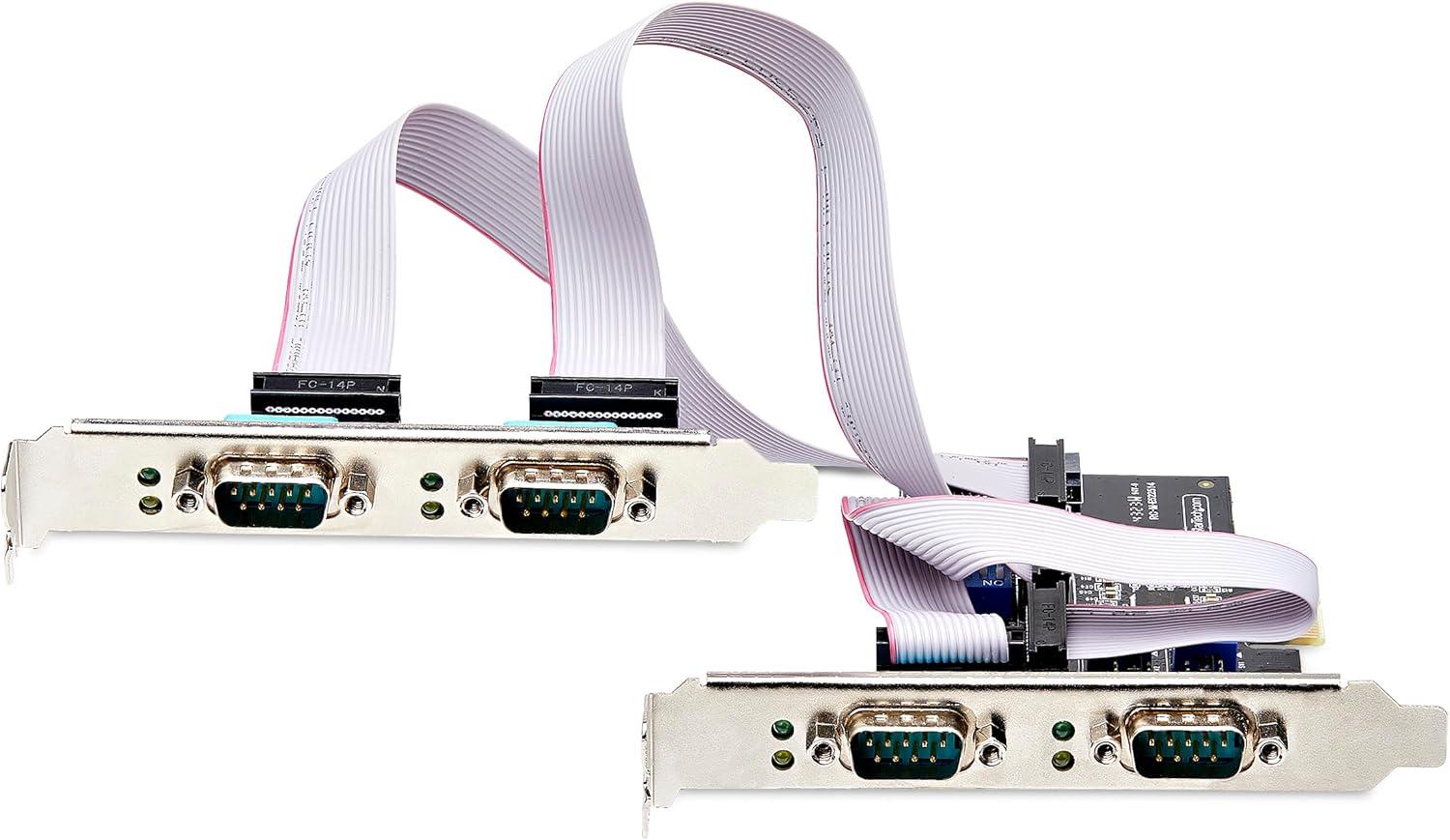 imageStarTechcom Carte Srie PCI Express 2 Ports AdaptateurCarte PCIe 2 Ports vers RS232RS422RS485 DB9 Support BasProfil Inclus UART 16C1050 TAA Protection ESD 2S232422485PCCARD4Port