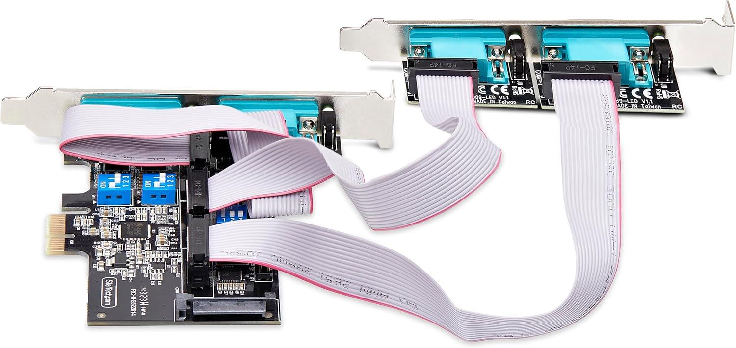 imageStarTechcom Carte Srie PCI Express 2 Ports AdaptateurCarte PCIe 2 Ports vers RS232RS422RS485 DB9 Support BasProfil Inclus UART 16C1050 TAA Protection ESD 2S232422485PCCARD4Port
