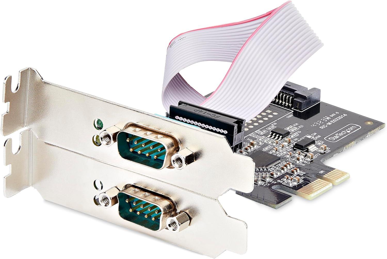 imageStarTechcom Carte Srie PCI Express 2 Ports AdaptateurCarte PCIe 2 Ports vers RS232RS422RS485 DB9 Support BasProfil Inclus UART 16C1050 TAA Protection ESD 2S232422485PCCARD2Port