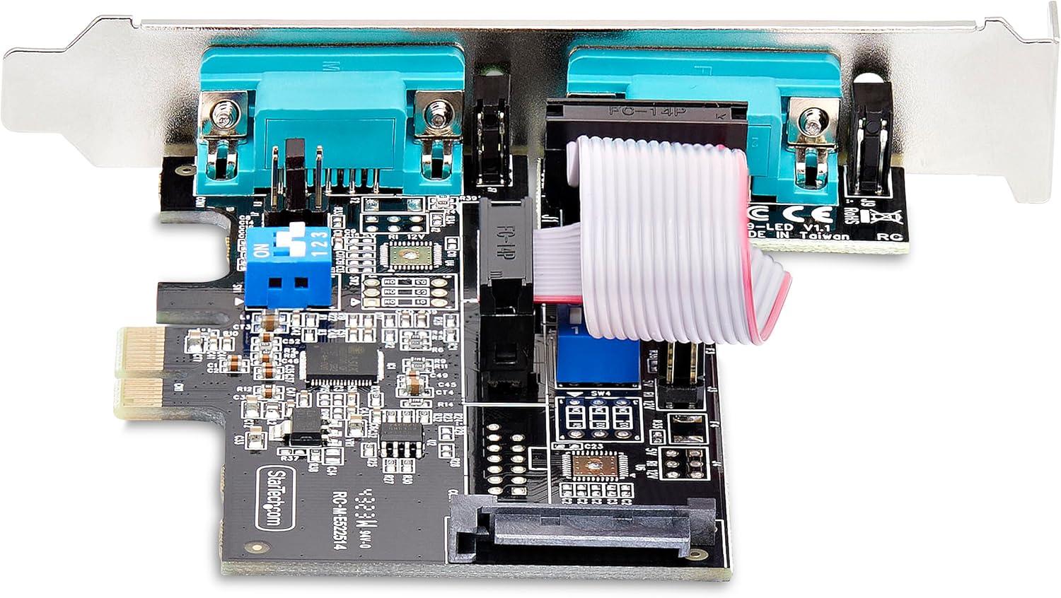 imageStarTechcom Carte Srie PCI Express 2 Ports AdaptateurCarte PCIe 2 Ports vers RS232RS422RS485 DB9 Support BasProfil Inclus UART 16C1050 TAA Protection ESD 2S232422485PCCARD2Port