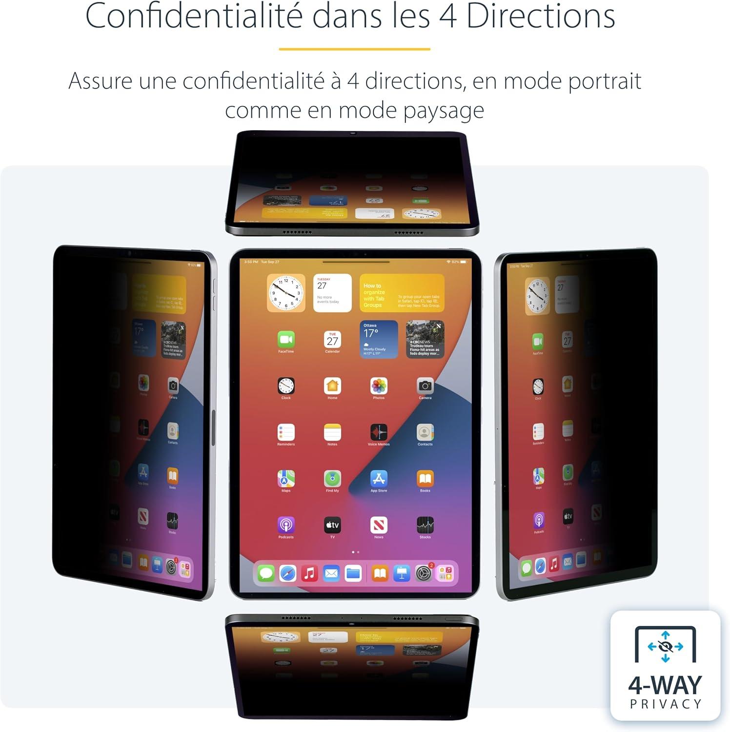 imageStarTechcom Filtre de Confidentialit 4 Directions pour iPad Pro 129quot 3e Gnration et Suprieur pour PortraitPaysage cran de Protection iPad 30 Degrs de Vue Filtre Anti Lumire Bleue129 iPad Pro