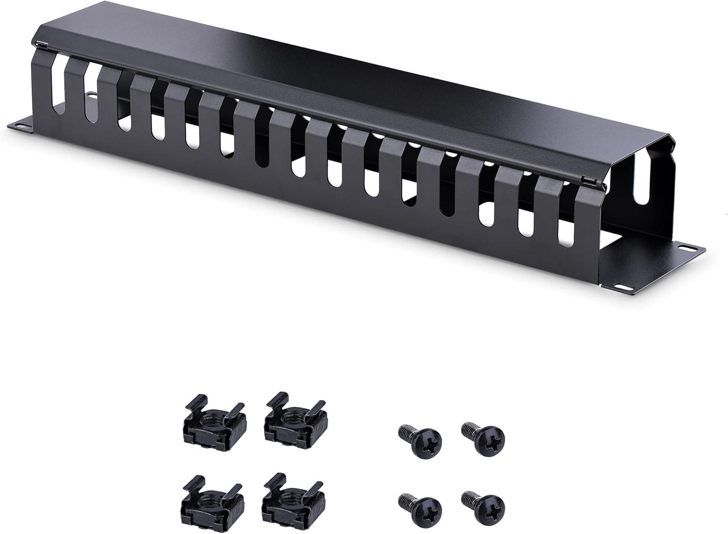 imageStarTechcom Horizontal Cable Management Cable Management for 2U Server Rack with Cover Cable Tray Panel for 19quot Network Rack Cable Slot Duct CMDUCT2U2U