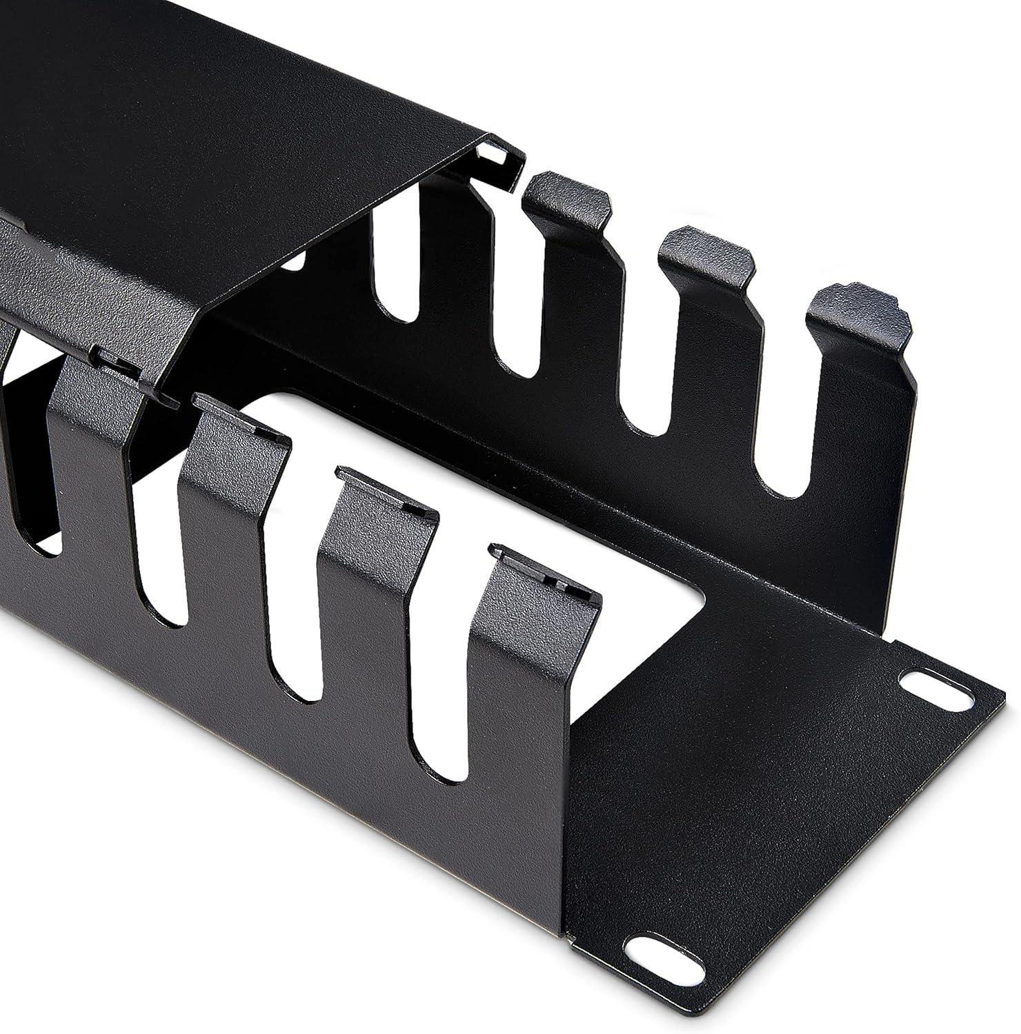 imageStarTechcom Horizontal Cable Management Cable Management for 2U Server Rack with Cover Cable Tray Panel for 19quot Network Rack Cable Slot Duct CMDUCT2U2U