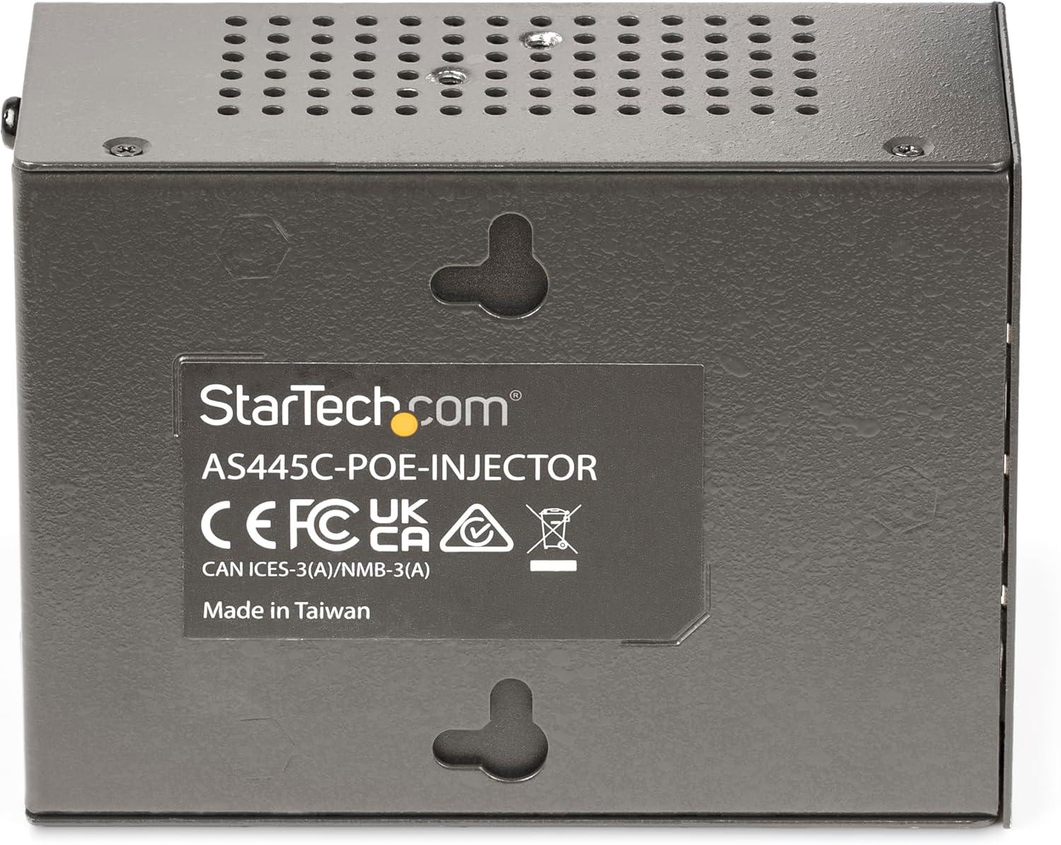 imageStarTechcom Injecteur PoE MultiGigabit 4 Ports Ethernet 525G NBASET PoEPoEPoE 8023af8023at8023bt Montage MuralRail DIN Non Gr AS445CPOEINJECTOR