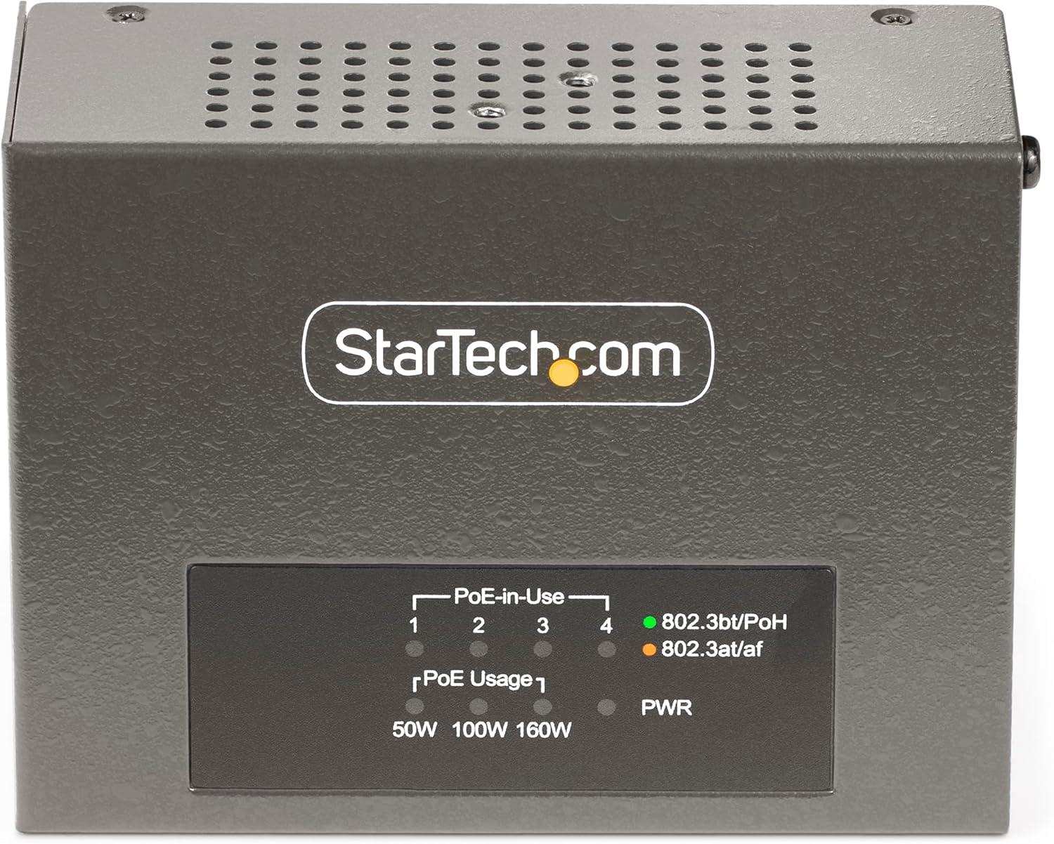 imageStarTechcom Injecteur PoE MultiGigabit 4 Ports Ethernet 525G NBASET PoEPoEPoE 8023af8023at8023bt Montage MuralRail DIN Non Gr AS445CPOEINJECTOR