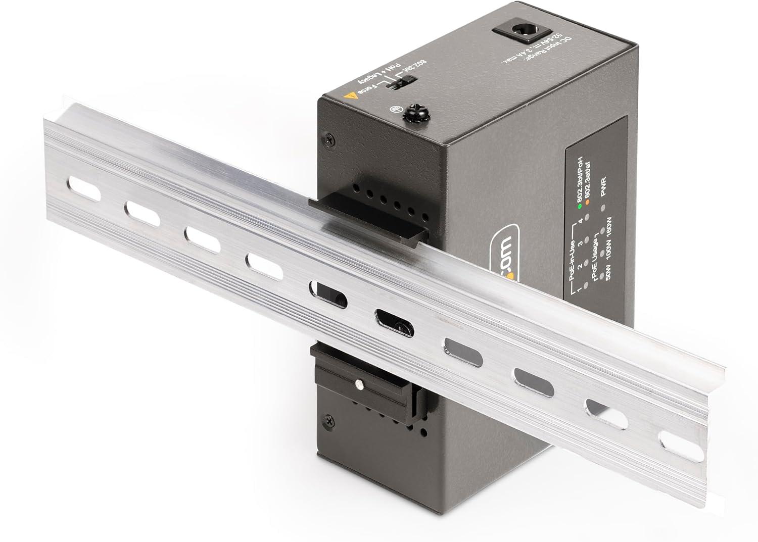 imageStarTechcom Injecteur PoE MultiGigabit 4 Ports Ethernet 525G NBASET PoEPoEPoE 8023af8023at8023bt Montage MuralRail DIN Non Gr AS445CPOEINJECTOR