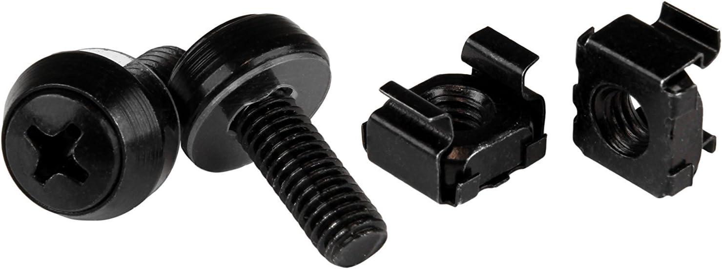 imageStarTechcom M6 Cage Nut M6 Screw Pack of 50 Cage Nuts and M6x12 Mounting Screws for Rack and Server Cabinet Black CABSCREWM6BBlack
