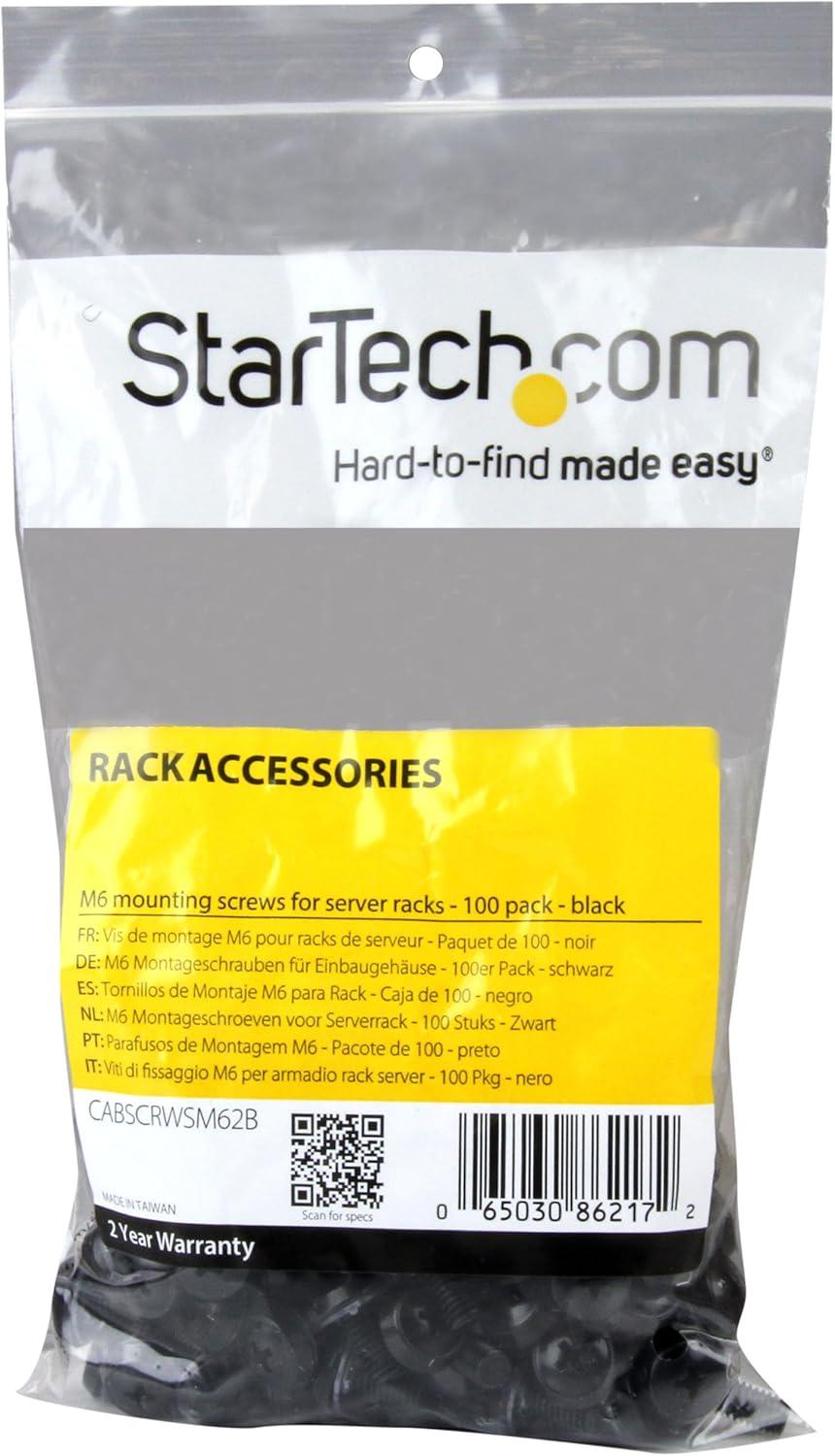 imageStarTechcom M6 Cage Nut M6 Screw Pack of 50 Cage Nuts and M6x12 Mounting Screws for Rack and Server Cabinet Black CABSCREWM6BBlack