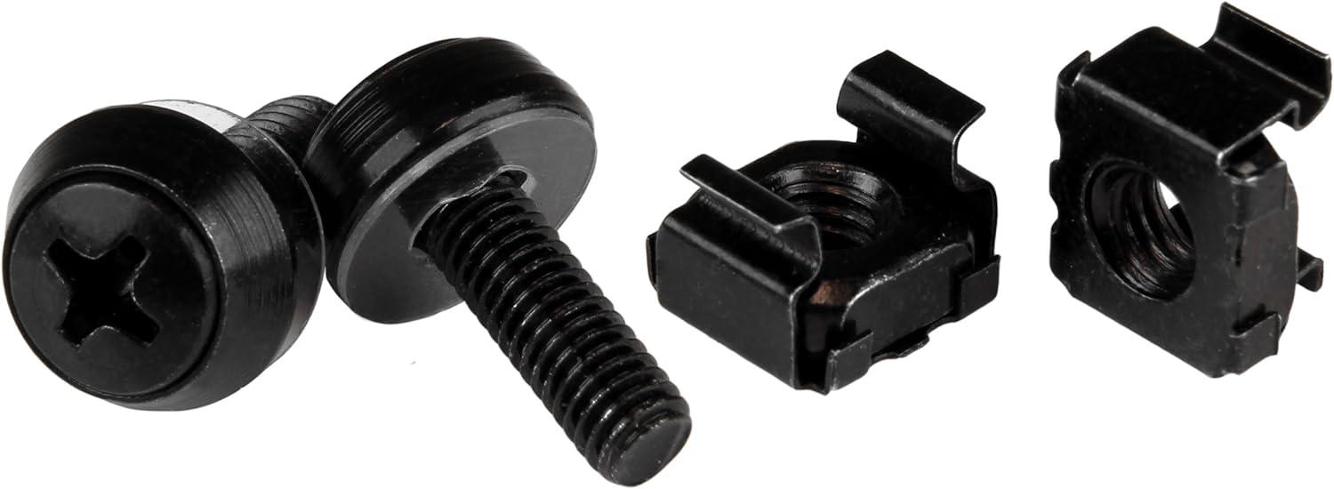 imageStarTechcom M6 Cage Nut M6 Screw Pack of 50 Cage Nuts and M6x12 Mounting Screws for Rack and Server Cabinet Black CABSCREWM6BBlack