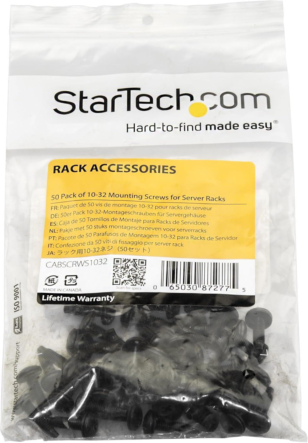 imageStarTechcom M6 Cage Nut M6 Screw Pack of 50 Cage Nuts and M6x12 Mounting Screws for Rack and Server Cabinet Black CABSCREWM6BBlack
