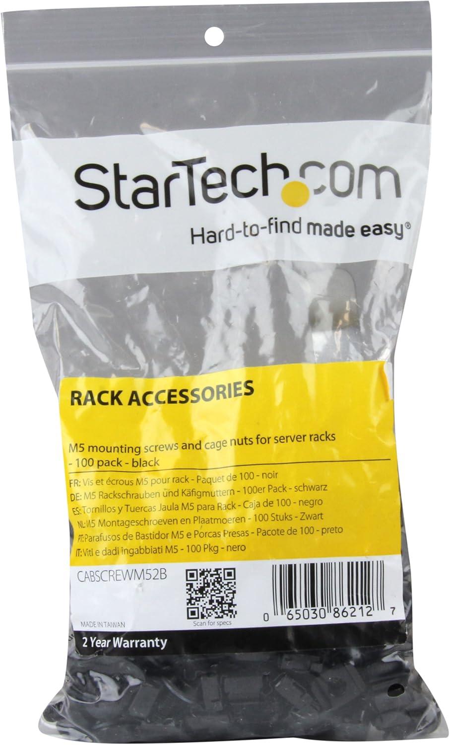 imageStarTechcom M6 Cage Nut M6 Screw Pack of 50 Cage Nuts and M6x12 Mounting Screws for Rack and Server Cabinet Black CABSCREWM6BBlack