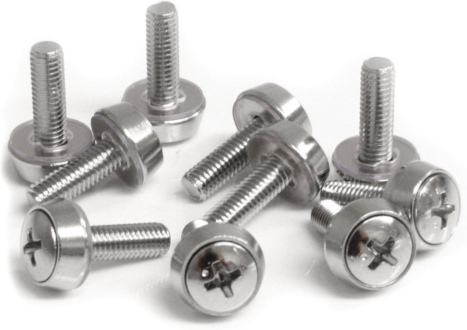 imageStarTechcom M6 Cage Nut M6 Screw Pack of 50 Cage Nuts and M6x12 Mounting Screws for Rack and Server Cabinet Black CABSCREWM6BSilver