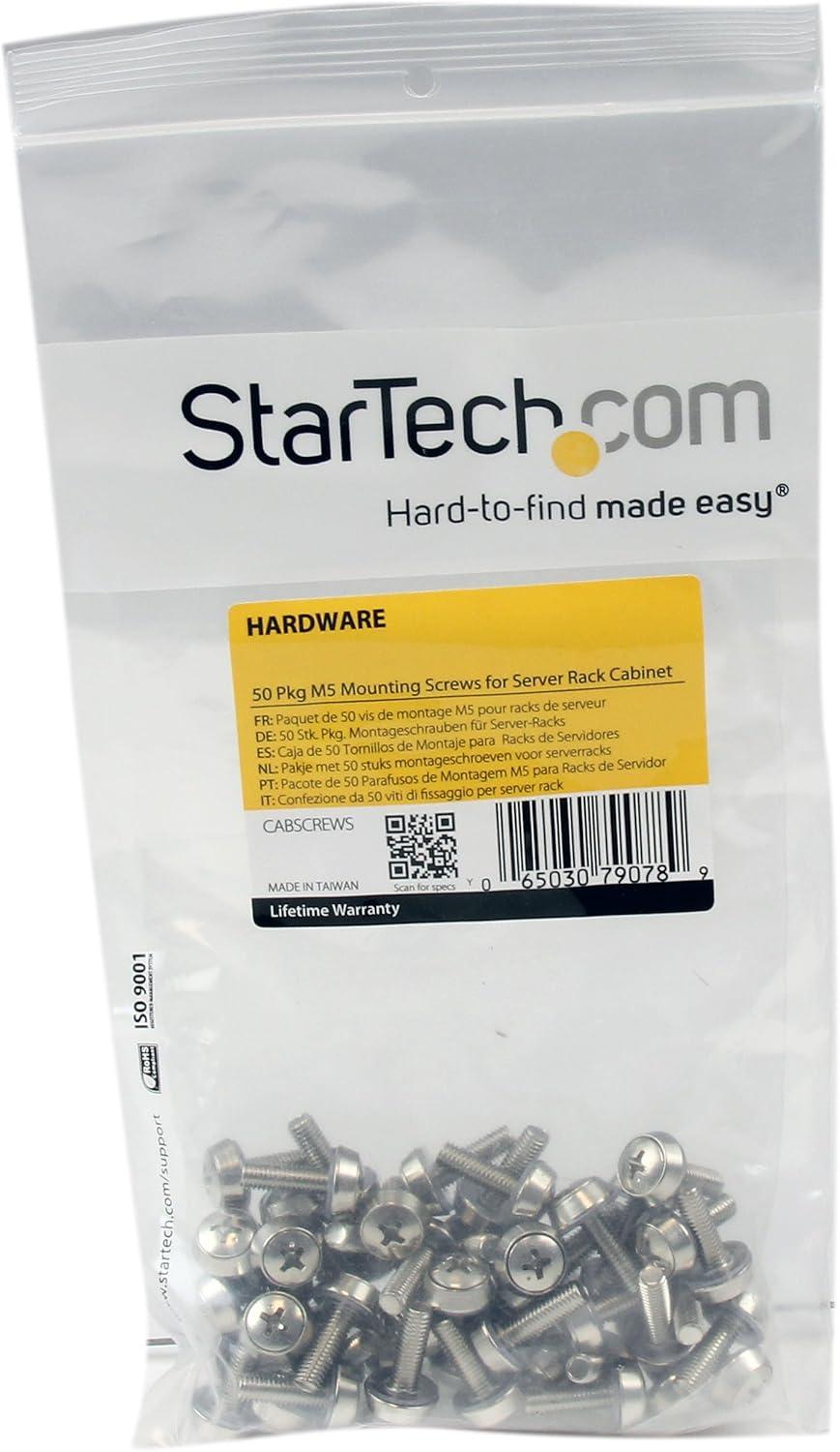 imageStarTechcom M6 Cage Nut M6 Screw Pack of 50 Cage Nuts and M6x12 Mounting Screws for Rack and Server Cabinet Black CABSCREWM6BSilver