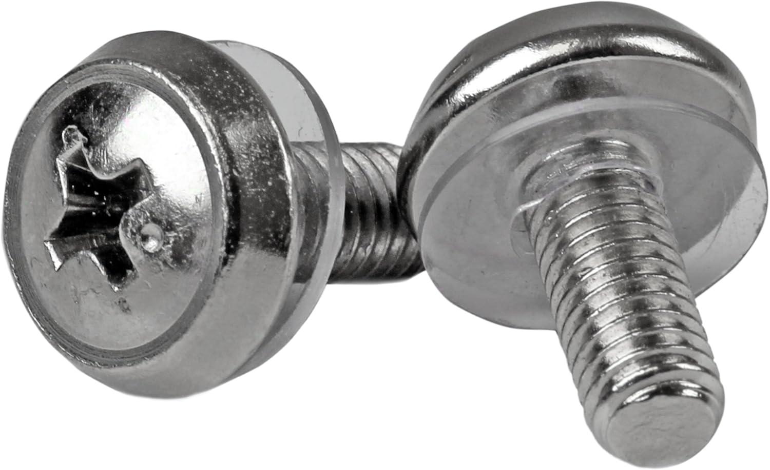 imageStarTechcom M6 Cage Nut M6 Screw Pack of 50 Cage Nuts and M6x12 Mounting Screws for Rack and Server Cabinet Black CABSCREWM6BSilver