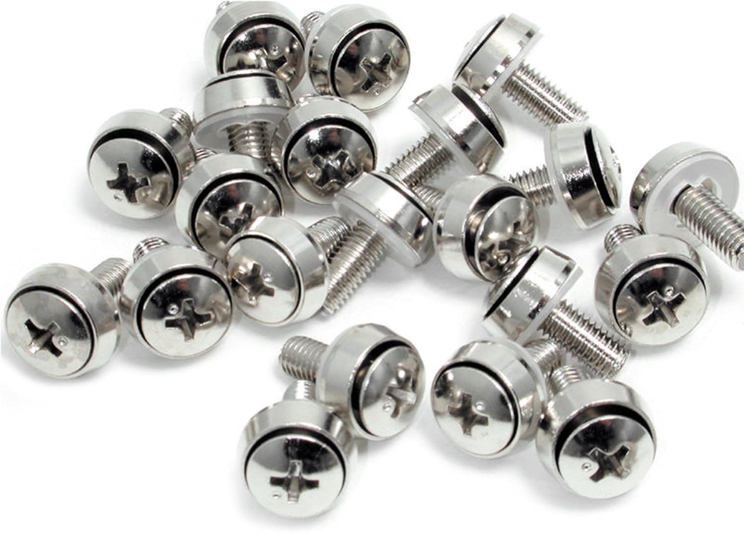 imageStarTechcom M6 Cage Nut M6 Screw Pack of 50 Cage Nuts and M6x12 Mounting Screws for Rack and Server Cabinet Black CABSCREWM6BSilver Mounting Screws