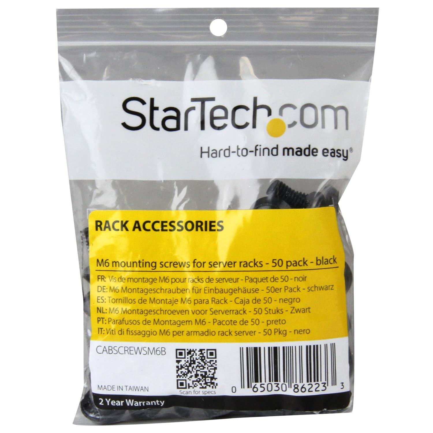 imageStarTechcom M6 Screws Pack of 50 M6x12 Mounting Screws for Rack and Server Cabinet Black CABSCREWSM6BBlack