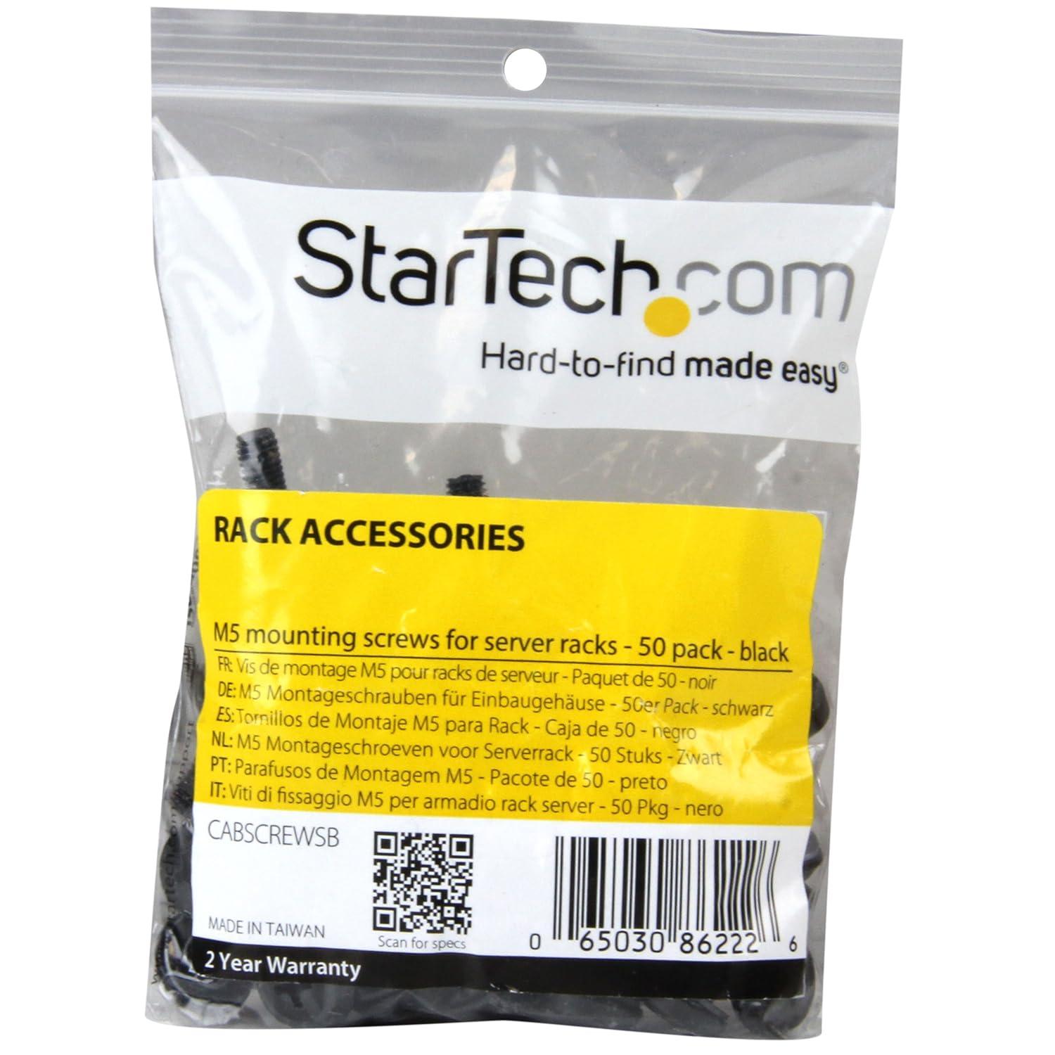 imageStarTechcom M6 Screws Pack of 50 M6x12 Mounting Screws for Rack and Server Cabinet Black CABSCREWSM6BBlack