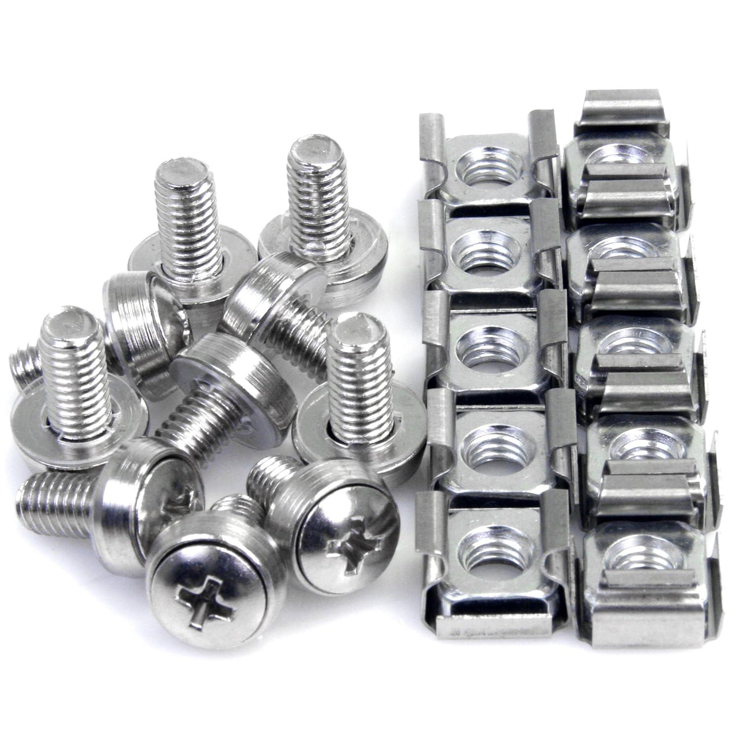 imageStarTechcom M6 Screws Pack of 50 M6x12 Mounting Screws for Rack and Server Cabinet Black CABSCREWSM6BSilver Cage Nuts Mounting Screws