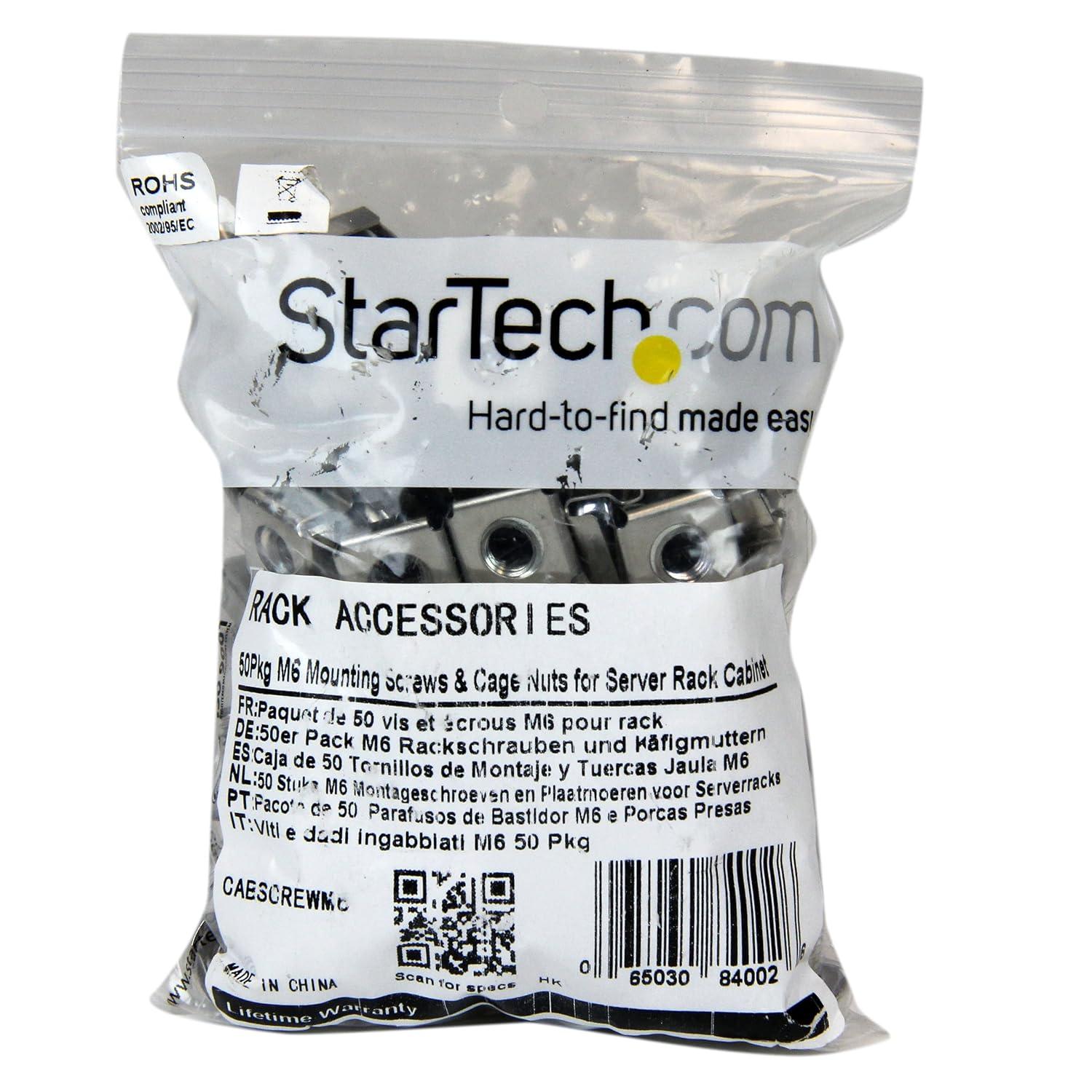 imageStarTechcom M6 Screws Pack of 50 M6x12 Mounting Screws for Rack and Server Cabinet Black CABSCREWSM6BSilver Cage Nuts Mounting Screws