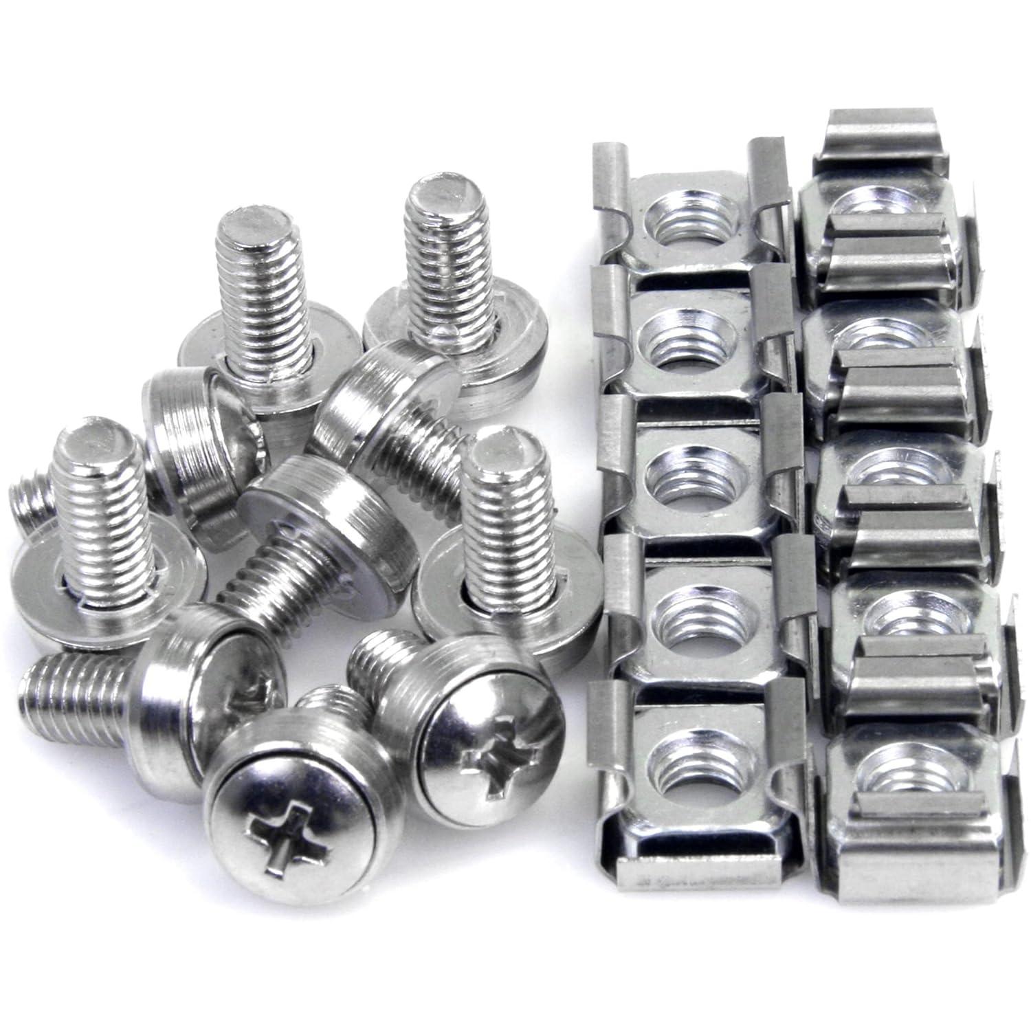 imageStarTechcom M6 Screws Pack of 50 M6x12 Mounting Screws for Rack and Server Cabinet Black CABSCREWSM6BSilver Cage Nuts Mounting Screws
