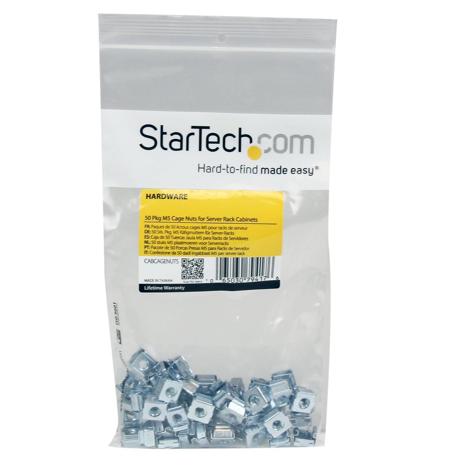 imageStarTechcom M6 Screws Pack of 50 M6x12 Mounting Screws for Rack and Server Cabinet Black CABSCREWSM6BSilver Cage Nuts