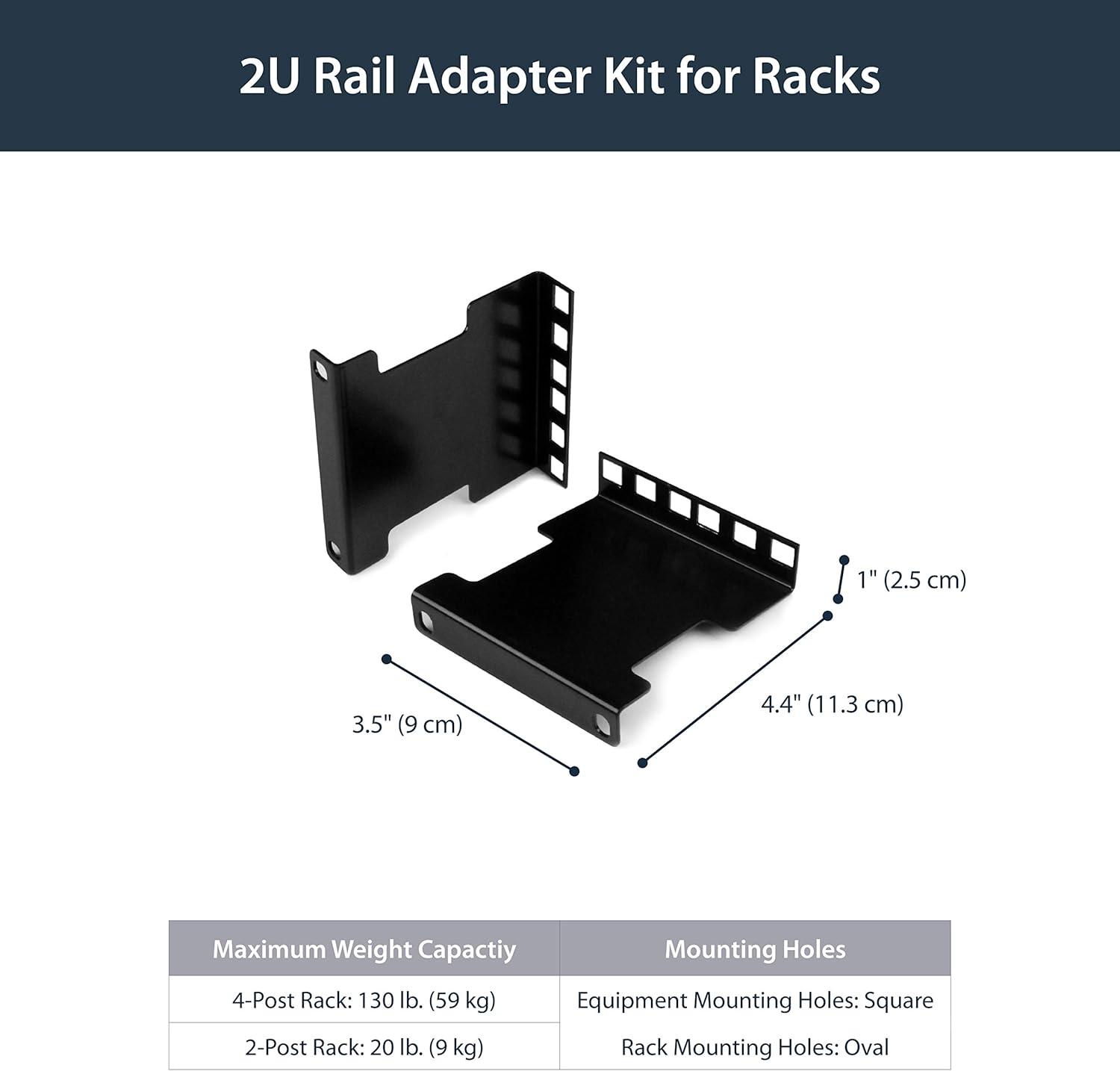 imageStarTechcom Server Rack Depth Extension 2U 10cm TAA Compliant Recessed Rack Adapter Rack Mount Adapter Kit Network Rack Extension RDA1U2U