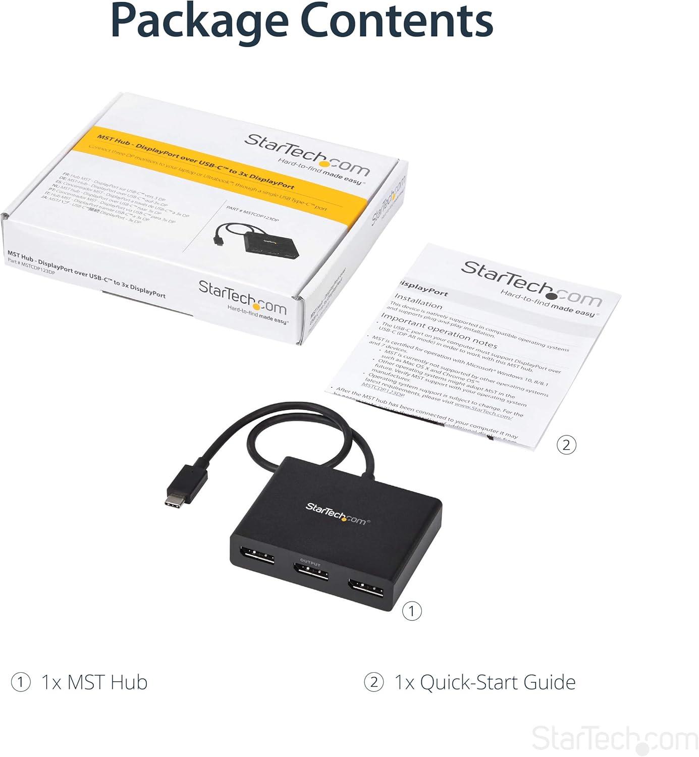 imageStarTechcom USBC to Dual DisplayPort 12 Adapter USBC Hub MultiMonitor MST Dual Display 4K 30Hz1080p 60Hz DP ExtenderSplitter for Laptop Builtin Cable MSTCDP122DPUSBC DP 12