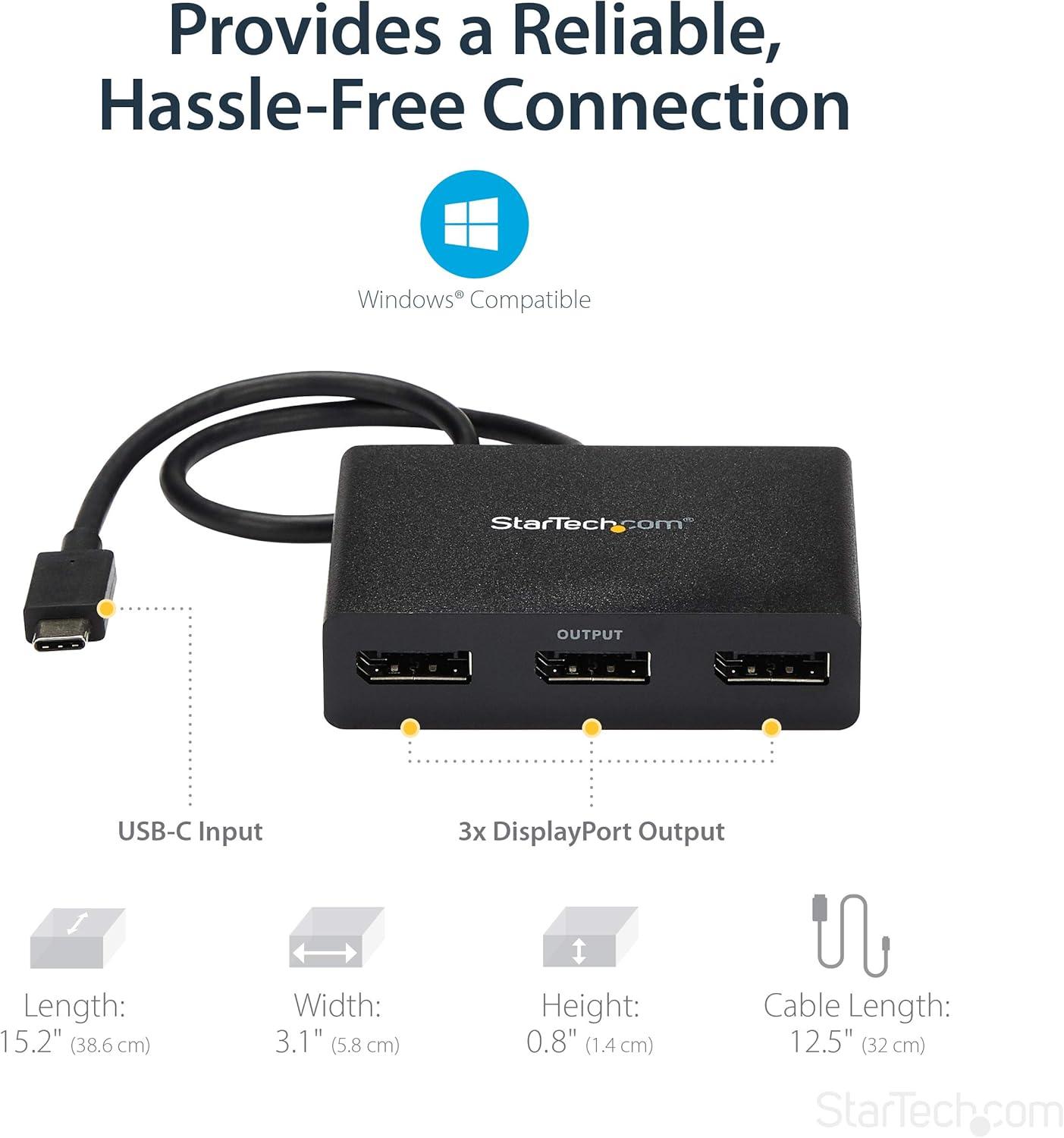imageStarTechcom USBC to Dual DisplayPort 12 Adapter USBC Hub MultiMonitor MST Dual Display 4K 30Hz1080p 60Hz DP ExtenderSplitter for Laptop Builtin Cable MSTCDP122DPUSBC DP 12