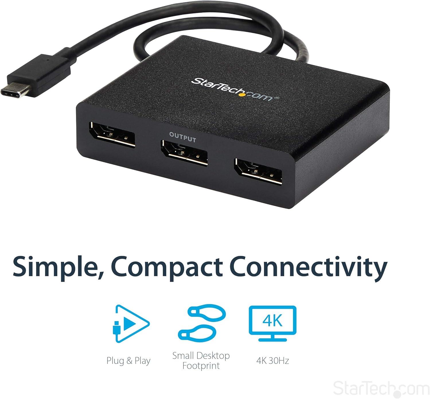 imageStarTechcom USBC to Dual DisplayPort 12 Adapter USBC Hub MultiMonitor MST Dual Display 4K 30Hz1080p 60Hz DP ExtenderSplitter for Laptop Builtin Cable MSTCDP122DPUSBC DP 12