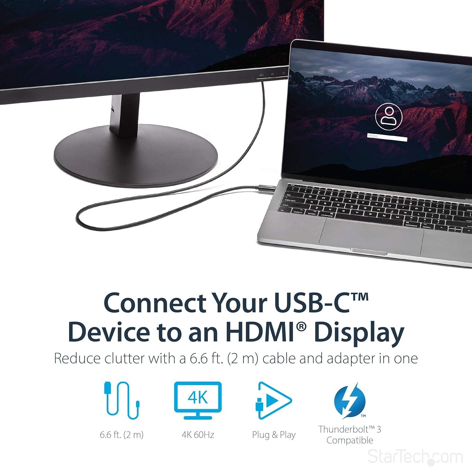 imageStarTechcom USBC to HDMI 4K 60Hz HDR10 Graphics Adapter Cable 5m Ultra HD USB TypeC to HDMI 4K 20b Graphics Converter USBC to HDMI HDR DP 14 Alt Mode HBR3 CDP2HDMM5MH2 m