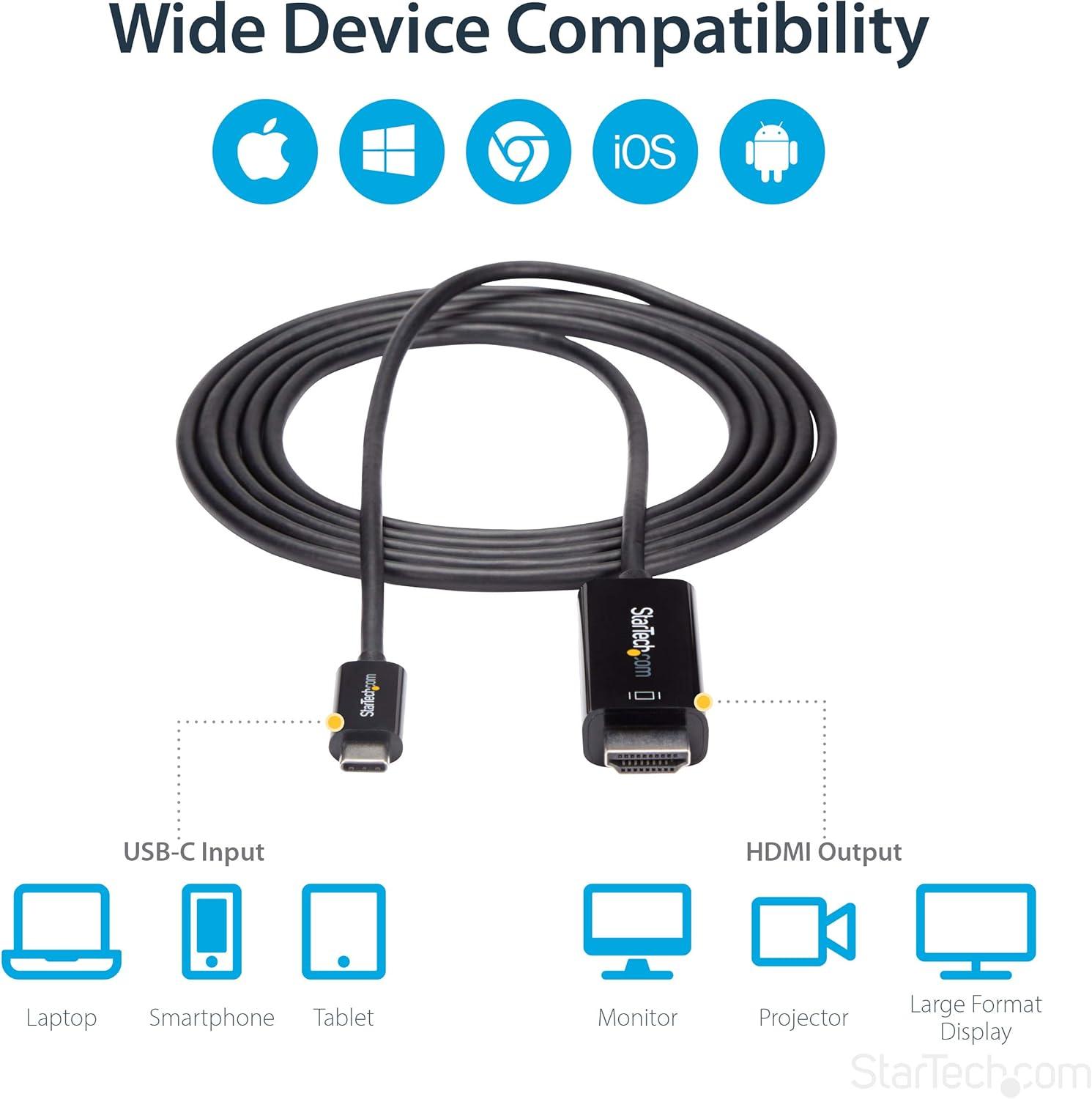 imageStarTechcom USBC to HDMI 4K 60Hz HDR10 Graphics Adapter Cable 5m Ultra HD USB TypeC to HDMI 4K 20b Graphics Converter USBC to HDMI HDR DP 14 Alt Mode HBR3 CDP2HDMM5MH2 m