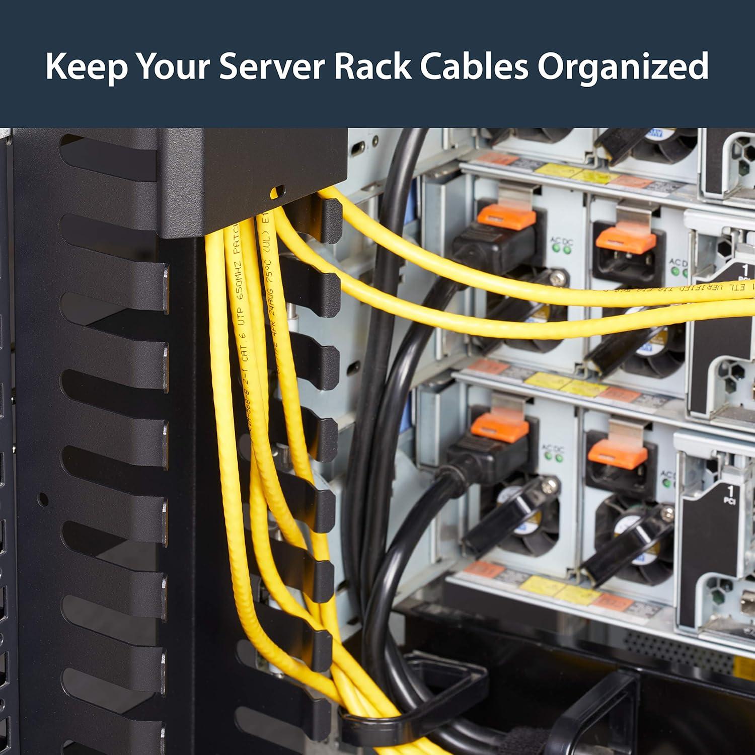 imageStarTechcom Vertical Cable Management for Server Rack Pass Cables DRing Cable Management for Data Centers Cable Management Panel Cable Organizer Brewing BayCMVER40UDWith Notched Duct 18 m