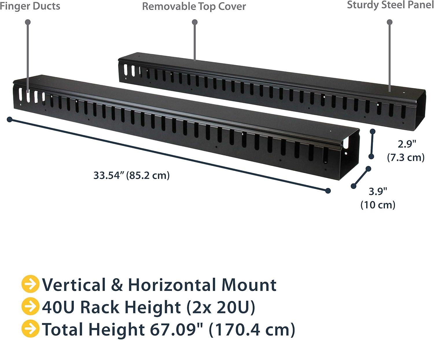 imageStarTechcom Vertical Cable Management for Server Rack Pass Cables DRing Cable Management for Data Centers Cable Management Panel Cable Organizer Brewing BayCMVER40UDWith Notched Duct 18 m