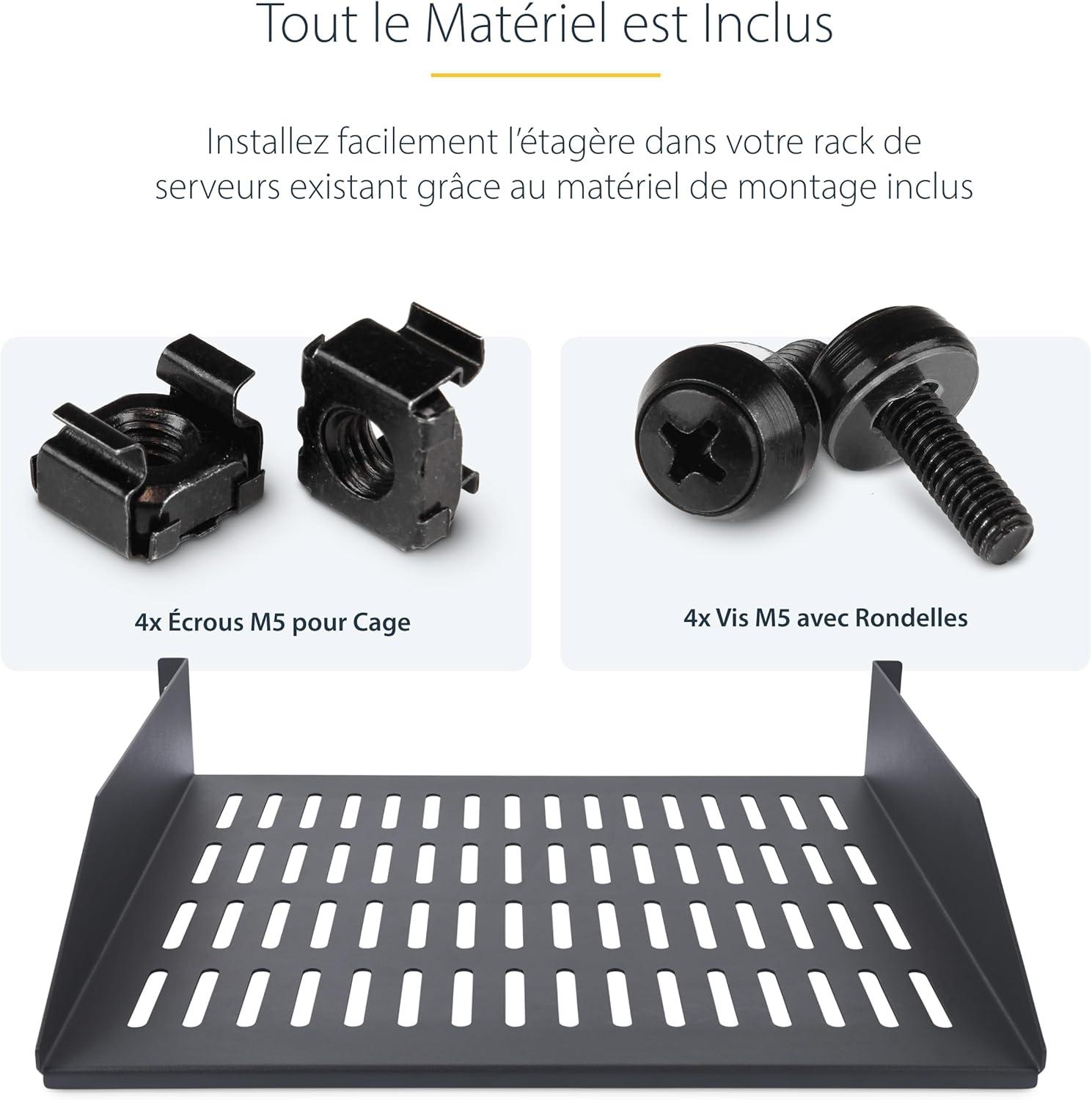 imageStarTechcom tagre 2U Ventile pour Rack Serveur Profondeur de Montage 415cm Plateau pour RackArmoire 19quot Max 20kg400 mm