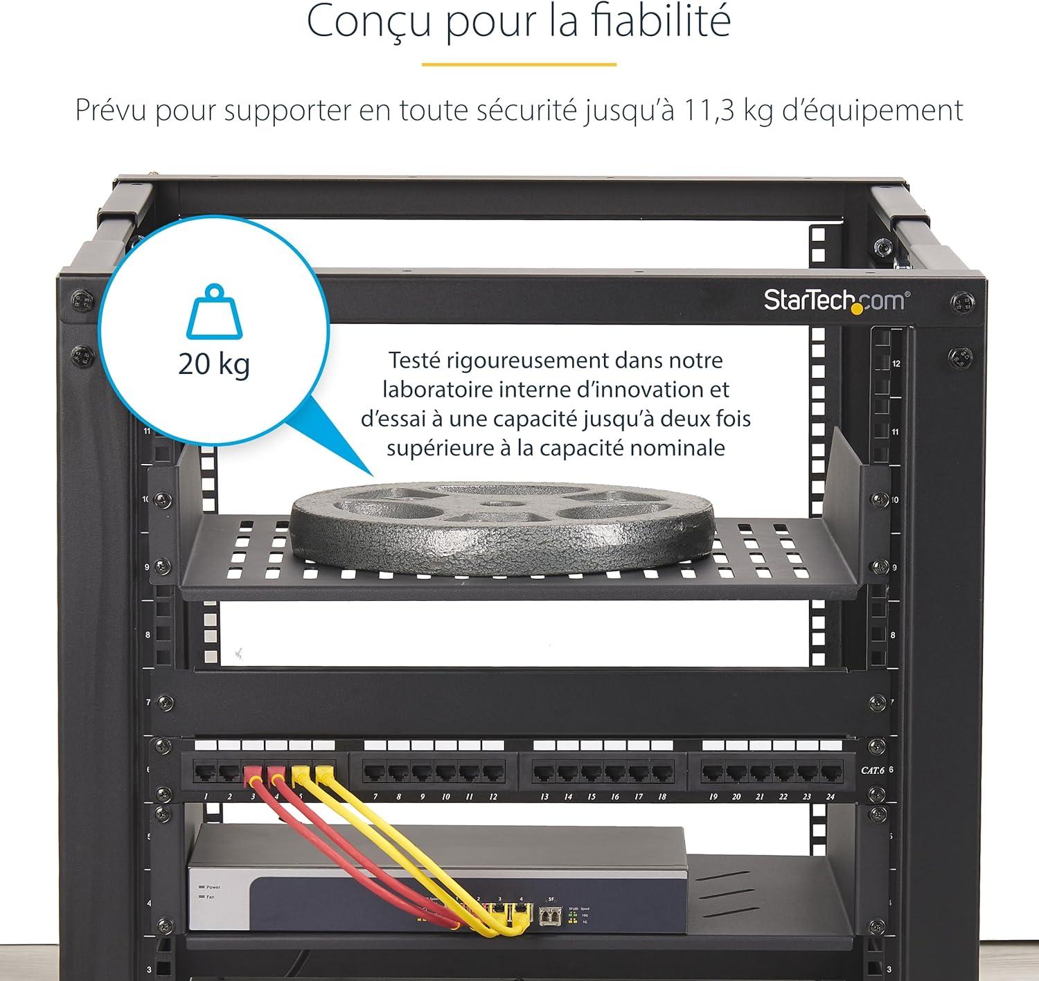 imageStarTechcom tagre 2U Ventile pour Rack Serveur Profondeur de Montage 415cm Plateau pour RackArmoire 19quot Max 20kg400 mm