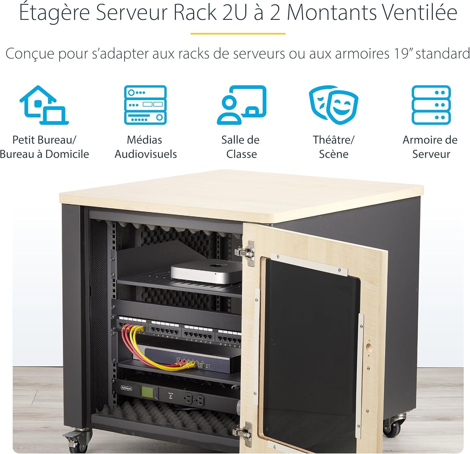 imageStarTechcom tagre 2U Ventile pour Rack Serveur Profondeur de Montage 415cm Plateau pour RackArmoire 19quot Max 20kg400 mm