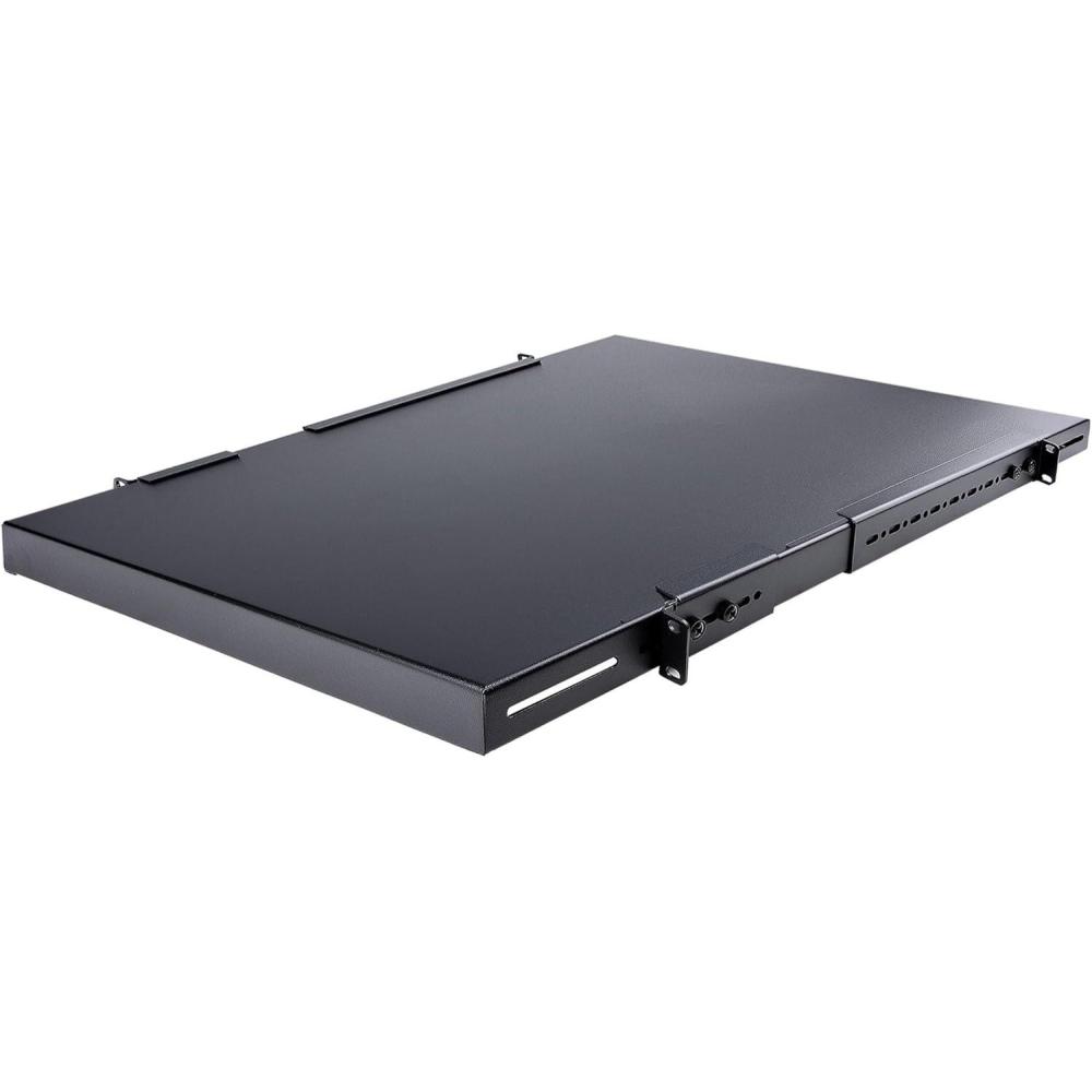 imageStarTechcom 1U Sliding Keyboard Tray for Server Rack Mounting 25kg 56cm Deep Steel Sliding Drawer for AV Equipment Rack 19quot Network SLIDESHELFD496mm 974mm