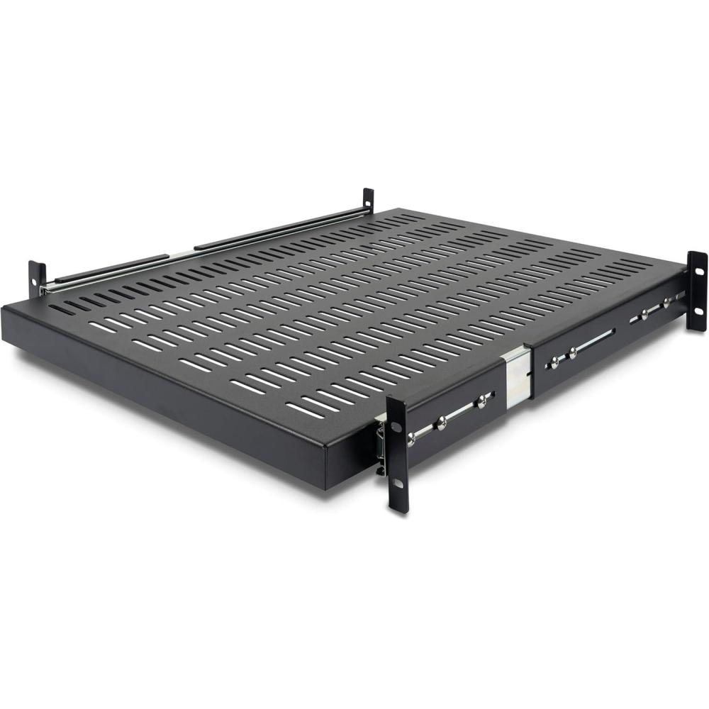 imageStarTechcom 1U Sliding Keyboard Tray for Server Rack Mounting 25kg 56cm Deep Steel Sliding Drawer for AV Equipment Rack 19quot Network SLIDESHELFD610 mm