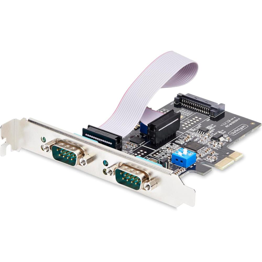 imageStarTechcom Carte Srie PCI Express 2 Ports AdaptateurCarte PCIe 2 Ports vers RS232RS422RS485 DB9 Support BasProfil Inclus UART 16C1050 TAA Protection ESD 2S232422485PCCARD2Port