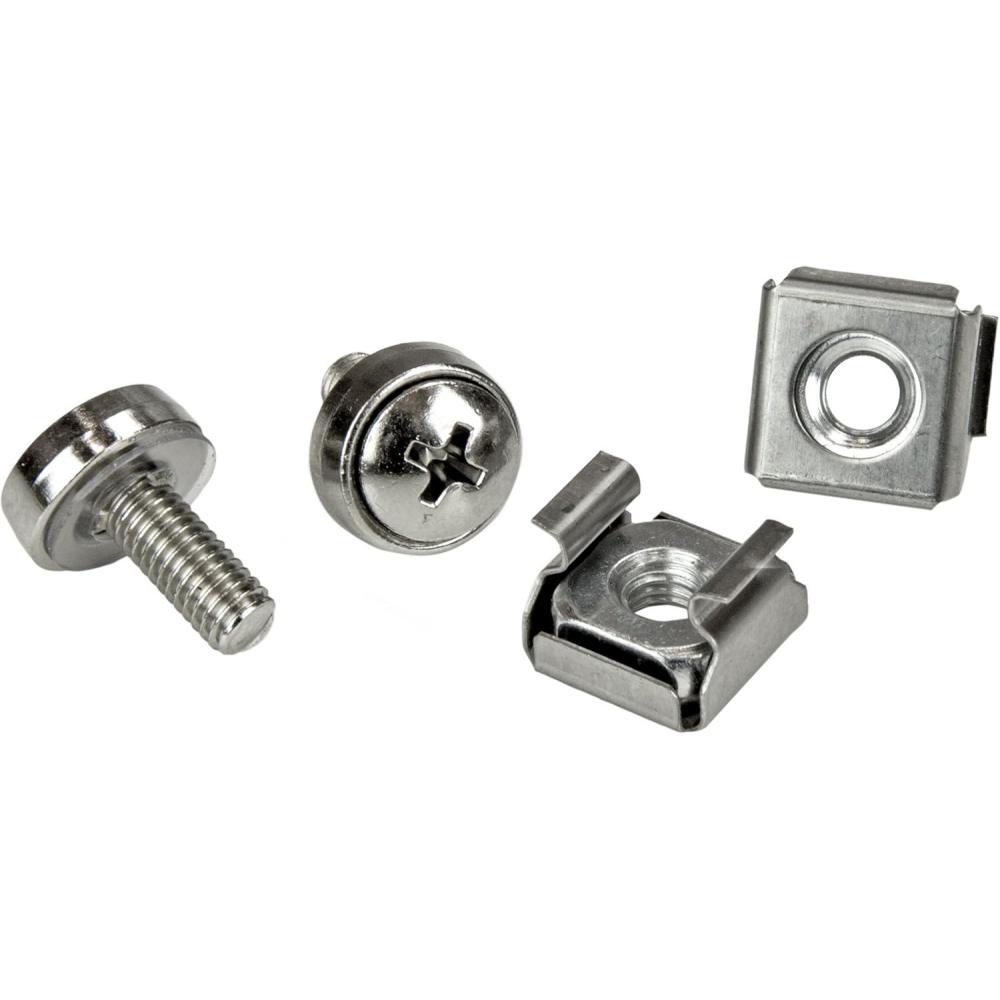 imageStarTechcom M5 Cage Nut M5 Screw Pack of 50 Cage Nuts and M5x12 Mounting Screws for Rack and Server Cabinet Black CABSCREWM5Bsilver