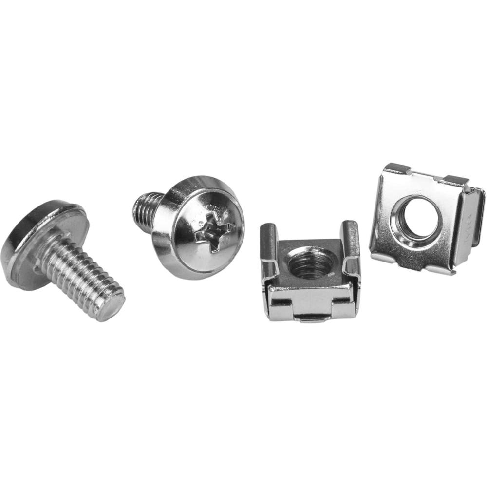 imageStarTechcom M6 Cage Nut M6 Screw Pack of 50 Cage Nuts and M6x12 Mounting Screws for Rack and Server Cabinet Black CABSCREWM6BSilver