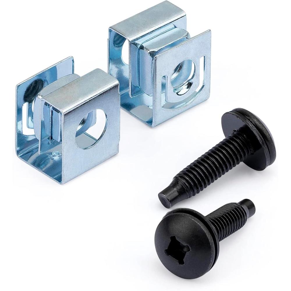 imageStarTechcom Server Rack Screws 1032  Pack of 50  Network Rack Screws and Clip Nuts for Rack Mounted Server Cabinet or Enclosure CLPSCRW1032Black  Silver