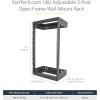StarTech.com 15U 2-Post Wall Network Rack, 19&Prime; Open Frame Server Rack, Adjustable Depth, Wall Mounted Data Rack for IT/AV – Mounting Nuts and Screws Included (RK15WALLOA)(18U)