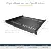 StarTech.com 1U Server Rack Shelf – Universal Ventilated Cantilever Tray for 19&Prime; Cabinet – Max 20kg – Depth 25cm(4-1U Ventilé)