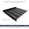 StarTech.com 1U Server Rack Shelf – Universal Ventilated Cantilever Tray for 19&Prime; Cabinet – Max 20kg – Depth 25cm(5-1U Ventilé)