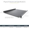 StarTech.com 2U 22&Prime; Server Rack Shelf – Cantilever Rack Mount Shelf – Server Cabinet/Network Rack Shelf – Max 22kg (CABSHELF22V)(508 mm)