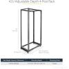 StarTech.com 42U 4 Post Mobile Server Rack, 19&Prime; Network Rack, Adjustable Depth Rolling Rack for PC/AV/Data/IT – Casters, Leveling Feet or Floor Mount (4POSTRACK42)(42U)