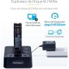 StarTech.com Duplicateur de Disque M.2 NVMe 1:1, Clonage/Copie Autonome de SSD M.2 Jusqu&rsquo;à 90Go/Min, Station d&rsquo;accueil de Disque Dur M.2 USB 3.2 20 Gbps à Deux Baies, Câbles USB-C/A Inclus