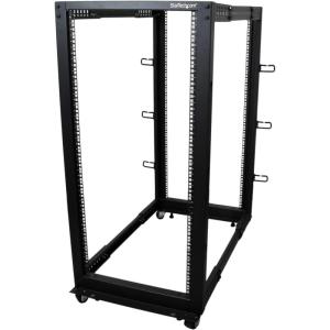 StarTech.com 42U 4 Post Mobile Server Rack, 19&Prime; Network Rack, Adjustable Depth Rolling Rack for PC/AV/Data/IT – Casters, Leveling Feet or Floor Mount (4POSTRACK42)(25U)