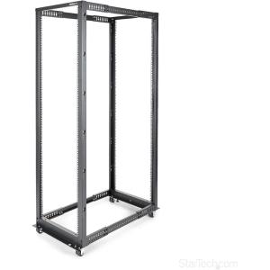 StarTech.com 42U 4 Post Mobile Server Rack, 19&Prime; Network Rack, Adjustable Depth Rolling Rack for PC/AV/Data/IT – Casters, Leveling Feet or Floor Mount (4POSTRACK42)(42U)